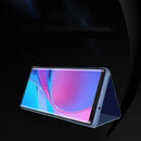 For Samsung Galaxy A22 5G Plated Mirror Horizontal Flip Leather Case with Holder(Black)