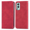For OnePlus Nord 2 Retro Skin Feel Business Magnetic Horizontal Flip Leather Case with Holder & Card Slots & Wallet & Photo Frame(Red)
