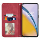 For OnePlus Nord 2 Retro Skin Feel Business Magnetic Horizontal Flip Leather Case with Holder & Card Slots & Wallet & Photo Frame(Red)