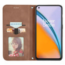 For OnePlus Nord 2 Retro Skin Feel Business Magnetic Horizontal Flip Leather Case with Holder & Card Slots & Wallet & Photo Frame(Brwon)