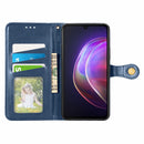 For vivo V21 5G Solid Color Leather Buckle Phone Case with Lanyard & Photo Frame & Card Slot & Wallet & Stand Function(Blue)