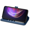 For vivo V21 5G Solid Color Leather Buckle Phone Case with Lanyard & Photo Frame & Card Slot & Wallet & Stand Function(Blue)