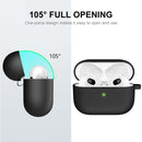 ENKAY Hat-Prince Thickened Silicone Protective Case Shock-Absorbing Cover with Keychain for Apple AirPods 3(Black)