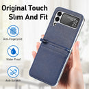 For Samsung Galaxy Z Flip3 5G Litchi Pattern Folding Leather Shockproof Card All-inclusive Case(Blue)