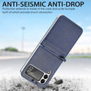 For Samsung Galaxy Z Flip3 5G Litchi Pattern Folding Leather Shockproof Card All-inclusive Case(Blue)