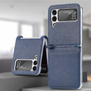 For Samsung Galaxy Z Flip3 5G Litchi Pattern Folding Leather Shockproof Card All-inclusive Case(Blue)
