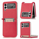 For Samsung Galaxy Z Flip3 5G Litchi Pattern Folding Leather Shockproof Card All-inclusive Case(Red)