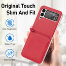 For Samsung Galaxy Z Flip3 5G Litchi Pattern Folding Leather Shockproof Card All-inclusive Case(Red)