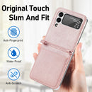 For Samsung Galaxy Z Flip3 5G Litchi Pattern Folding Leather Shockproof Card All-inclusive Case(Pink)