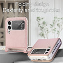 For Samsung Galaxy Z Flip3 5G Litchi Pattern Folding Leather Shockproof Card All-inclusive Case(Pink)