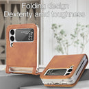 For Samsung Galaxy Z Flip3 5G Litchi Pattern Folding Leather Shockproof Card All-inclusive Case(Brown)