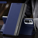 For Xiaomi Redmi Note 10 5G / Poco M3 Pro Side Electroplated Magnetic Ultra-Thin Horizontal Flip Leather Case with Holder(Blue)