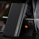 For Xiaomi Redmi 9C Side Electroplated Magnetic Ultra-Thin Horizontal Flip Leather Case with Holder(Black)