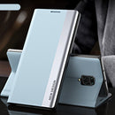 For Xiaomi Redmi Note 9 Pro Max / Note 9 Pro / Note 9S Side Electroplated Magnetic Ultra-Thin Horizontal Flip Leather Case with Holder(Light Blue)