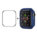 ENKAY Hat-Prince PC Frame + Full Coverage PMMA HD Screen Protector Film for Apple Watch Series 7 45mm(Dark Blue)