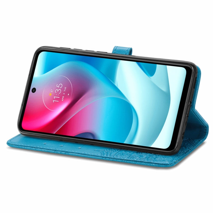 For Motorola Moto G60S Mandala Embossing Pattern Horizontal Flip Leather Case with Holder & Card Slots & Wallet & Lanyard(Blue)