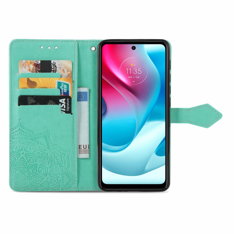 For Motorola Moto G60S Mandala Embossing Pattern Horizontal Flip Leather Case with Holder & Card Slots & Wallet & Lanyard(Green)