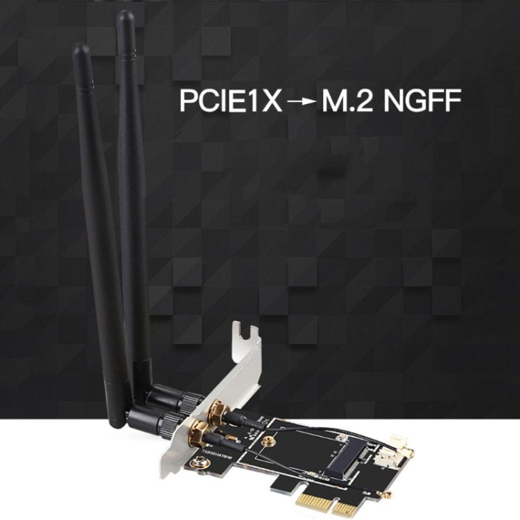 PCIE-1X Card to NGFF-Ekey Dual Antenna Adapter