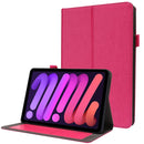 Business Horizontal Flip PU Leather Tablet Case with Two-Folding Holder & Card Slots & Pen Slot For iPad mini 6(Rose Red)