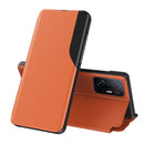 For Xiaomi Mi 11T / 11T Pro Side Display Shockproof Horizontal Flip Leather Case with Holder(Orange)