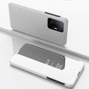 For Xiaomi Mi 11T / 11T Pro Plated Mirror Horizontal Flip Leather Case with Holder(Silver)
