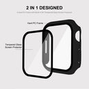 ENKAY Hat-Prince 2 in 1 PC Frame + 9H Tempered Glass Protector Full Coverage Case for Apple Watch Series 7 41mm(Black)