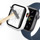 ENKAY Hat-Prince 2 in 1 PC Frame + 9H Tempered Glass Protector Full Coverage Case for Apple Watch Series 7 45mm(White)