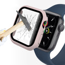ENKAY Hat-Prince 2 in 1 PC Frame + 9H Tempered Glass Protector Full Coverage Case for Apple Watch Series 7 45mm(Pink)