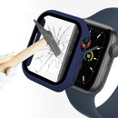 ENKAY Hat-Prince 2 in 1 PC Frame + 9H Tempered Glass Protector Full Coverage Case for Apple Watch Series 7 45mm(Dark Blue)
