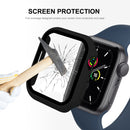 ENKAY Hat-Prince 2 in 1 PC Frame + 9H Tempered Glass Protector Full Coverage Case for Apple Watch Series 7 45mm(Black)