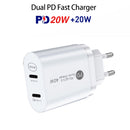002 40W Dual Port PD USB-C / Type-C Fast Charger for iPhone / iPad Series, EU Plug(White)