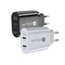 002 40W Dual Port PD USB-C / Type-C Fast Charger for iPhone / iPad Series, EU Plug(White)