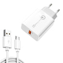 APD-2003 18W QC3.0 Single Port USB Charger with 1m USB to Micro USB Data Cable(EU Plug)