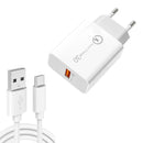 APD-2003 18W QC3.0 Single Port USB Charger with 1m USB to Type-C Data Cable(EU Plug)