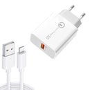 APD-2003 18W QC3.0 Single Port USB Charger with 1m USB to 8 Pin Data Cable(EU Plug)