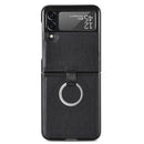 For Samsung Galaxy Z Flip3 5G Litchi Pattern Folding Phone Case with Ring Buckle(Black)