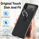 For Samsung Galaxy Z Flip3 5G Litchi Pattern Folding Phone Case with Ring Buckle(Black)