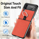 For Samsung Galaxy Z Flip3 5G Litchi Pattern Folding Phone Case with Ring Buckle(Red)