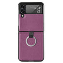 For Samsung Galaxy Z Flip3 5G Litchi Pattern Folding Phone Case with Ring Buckle(Purple)