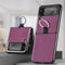 For Samsung Galaxy Z Flip3 5G Litchi Pattern Folding Phone Case with Ring Buckle(Purple)