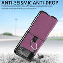 For Samsung Galaxy Z Flip3 5G Litchi Pattern Folding Phone Case with Ring Buckle(Purple)
