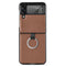 For Samsung Galaxy Z Flip3 5G Litchi Pattern Folding Phone Case with Ring Buckle(Brown)