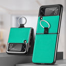 For Samsung Galaxy Z Flip3 5G Litchi Pattern Folding Phone Case with Ring Buckle(Green)