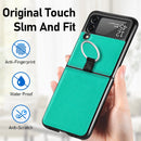 For Samsung Galaxy Z Flip3 5G Litchi Pattern Folding Phone Case with Ring Buckle(Green)