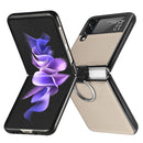 For Samsung Galaxy Z Flip3 5G Litchi Pattern Folding Phone Case with Ring Buckle(Grey)