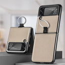 For Samsung Galaxy Z Flip3 5G Litchi Pattern Folding Phone Case with Ring Buckle(Grey)