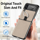 For Samsung Galaxy Z Flip3 5G Litchi Pattern Folding Phone Case with Ring Buckle(Grey)