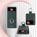 For Samsung Galaxy Z Flip3 5G Skin Feel Folding Phone Case with Drawstring Key Chain(Green)