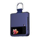 For Samsung Galaxy Z Flip3 5G Skin Feel Folding Phone Case with Drawstring Key Chain(Blue)