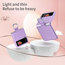 For Samsung Galaxy Z Flip3 5G Skin Feel Folding Phone Case with Drawstring Key Chain(Rose Gold)